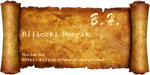 Biliczki Henrik névjegykártya